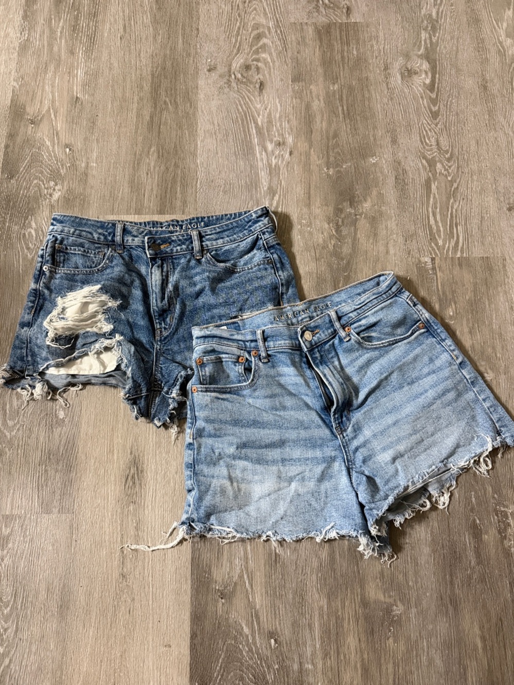American Eagle Outfitters Light Blue Distressed Denim Shorts Duo
